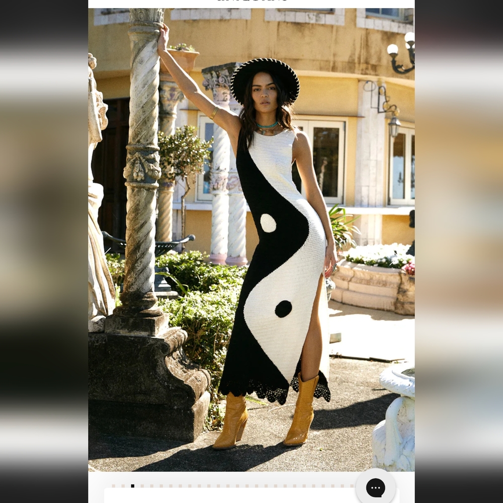 Crochet maxi yin yang dress